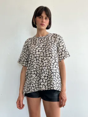 Op Art Floral Silk Tee (M)