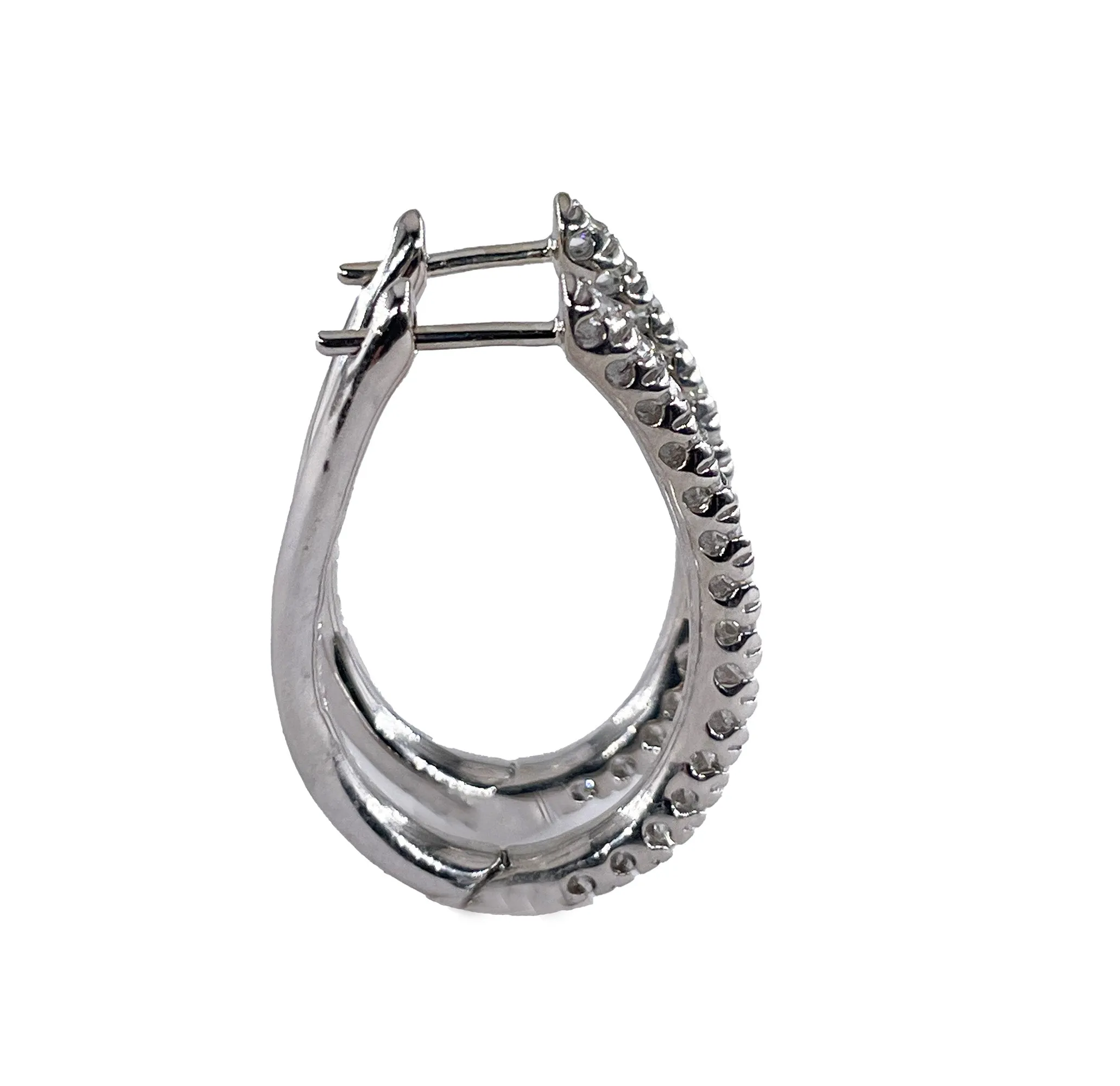 Oval Sonia B Bitton 0.90ctw Round Diamonds 14k White Gold Estate Hoop Earrings