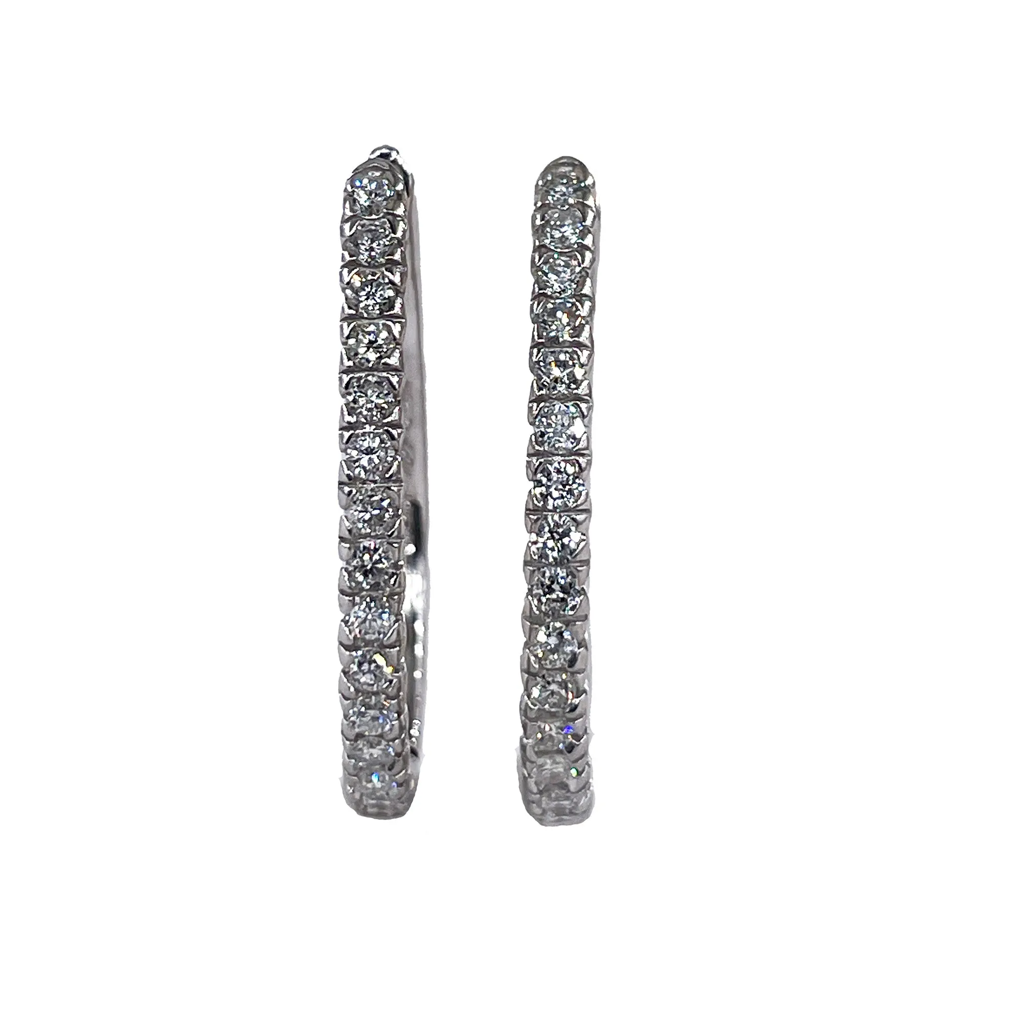 Oval Sonia B Bitton 0.90ctw Round Diamonds 14k White Gold Estate Hoop Earrings