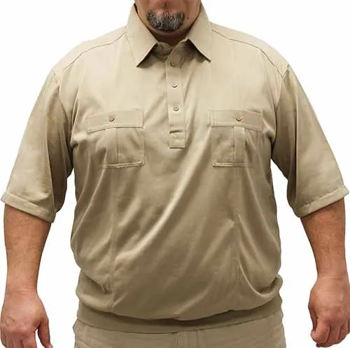 Palmland Short Sleeve Two Pocket Banded Bottom 1109 Big and Tall-Taupe