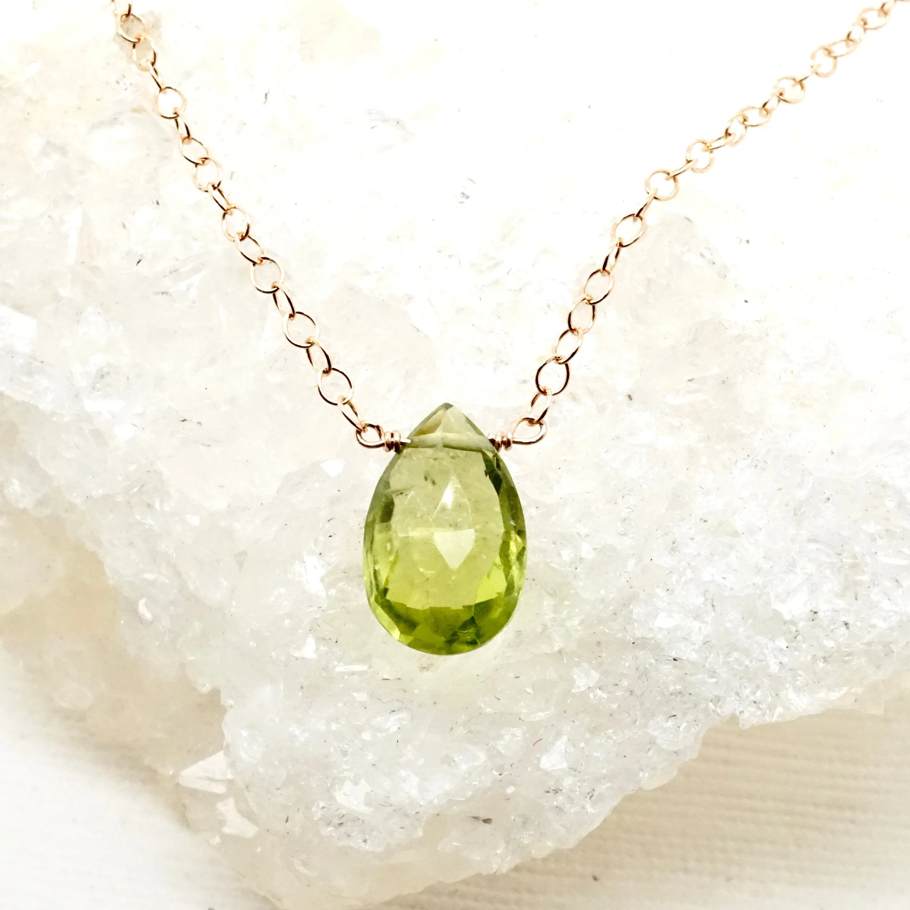 Peridot Necklace - August Birthstone Floating Necklace - Women's Peridot Necklace