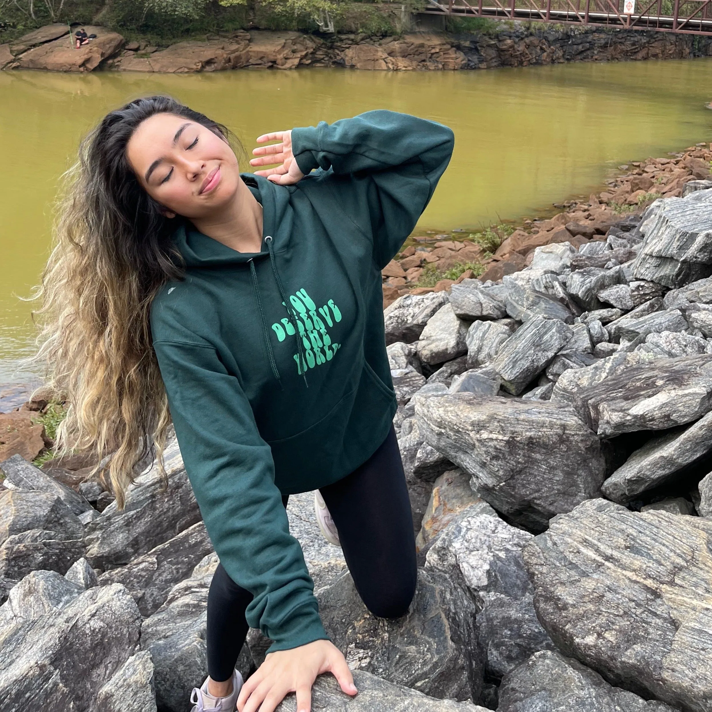 "You Deserve the World Hoodie" - Forest Green