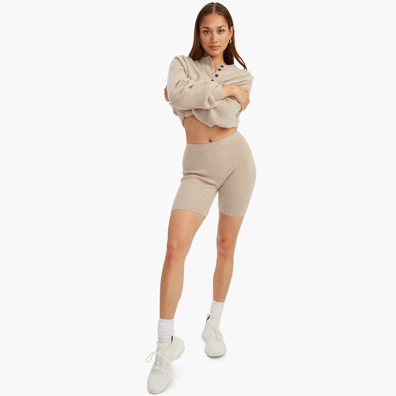 Recycled Cashmere Ribbed Biker Short