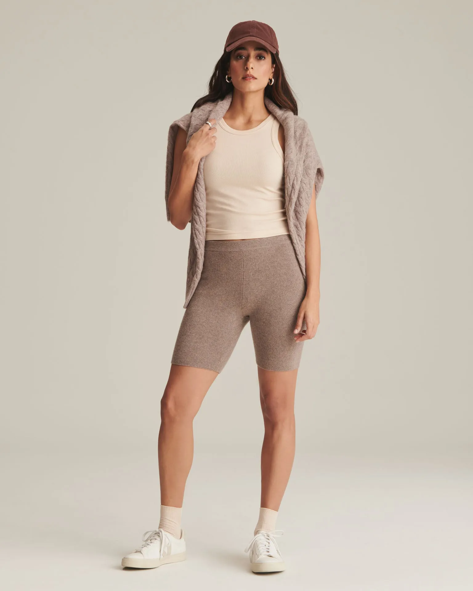 Recycled Cashmere Ribbed Biker Short