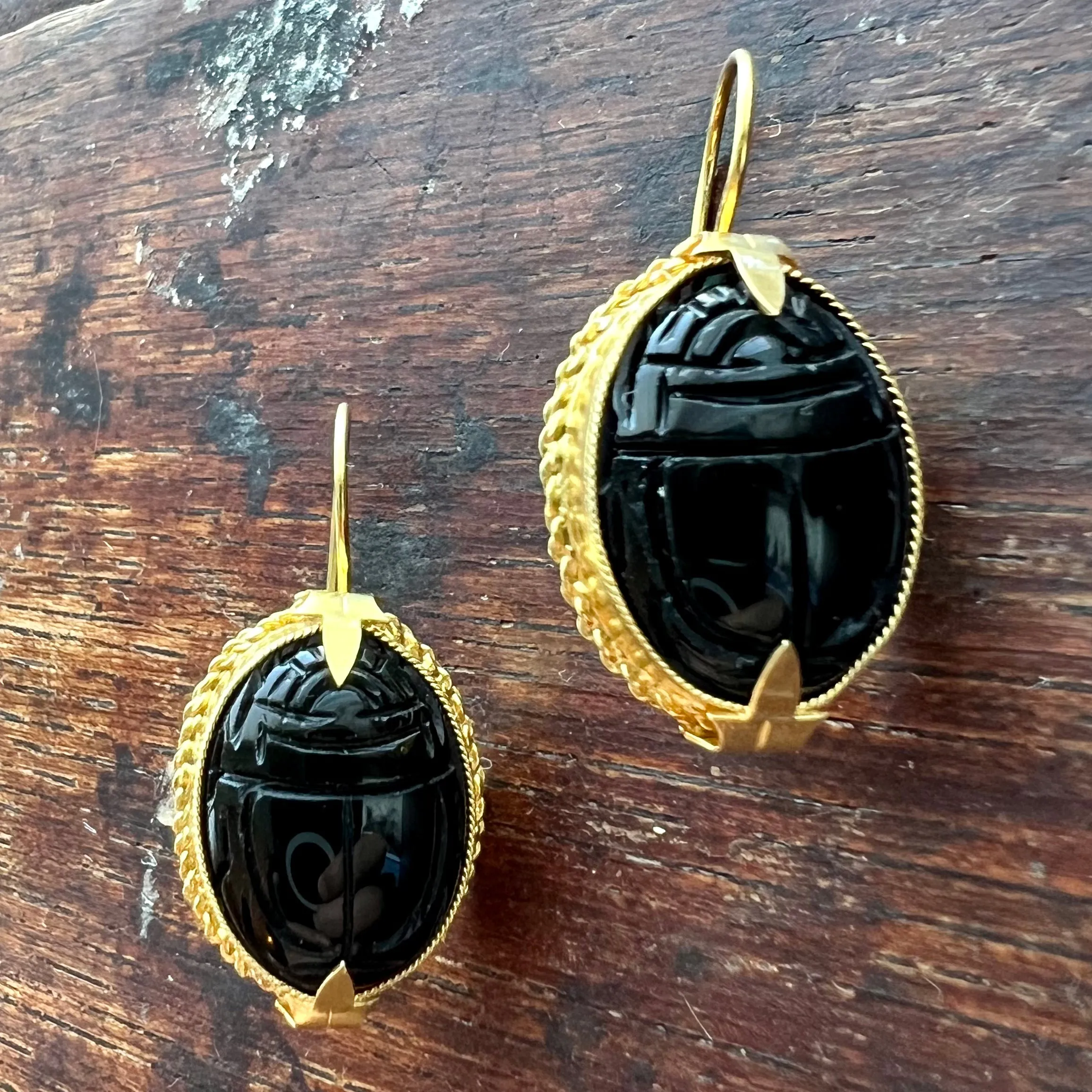 Red Sea Onyx Scarab Earrings