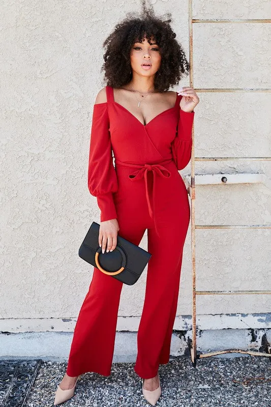 Red Wide Leg Jumpsuit - Bella Chic Fashion Boutique