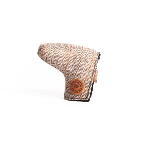 Redan putter cover in Harris Tweed Brown Herringbone