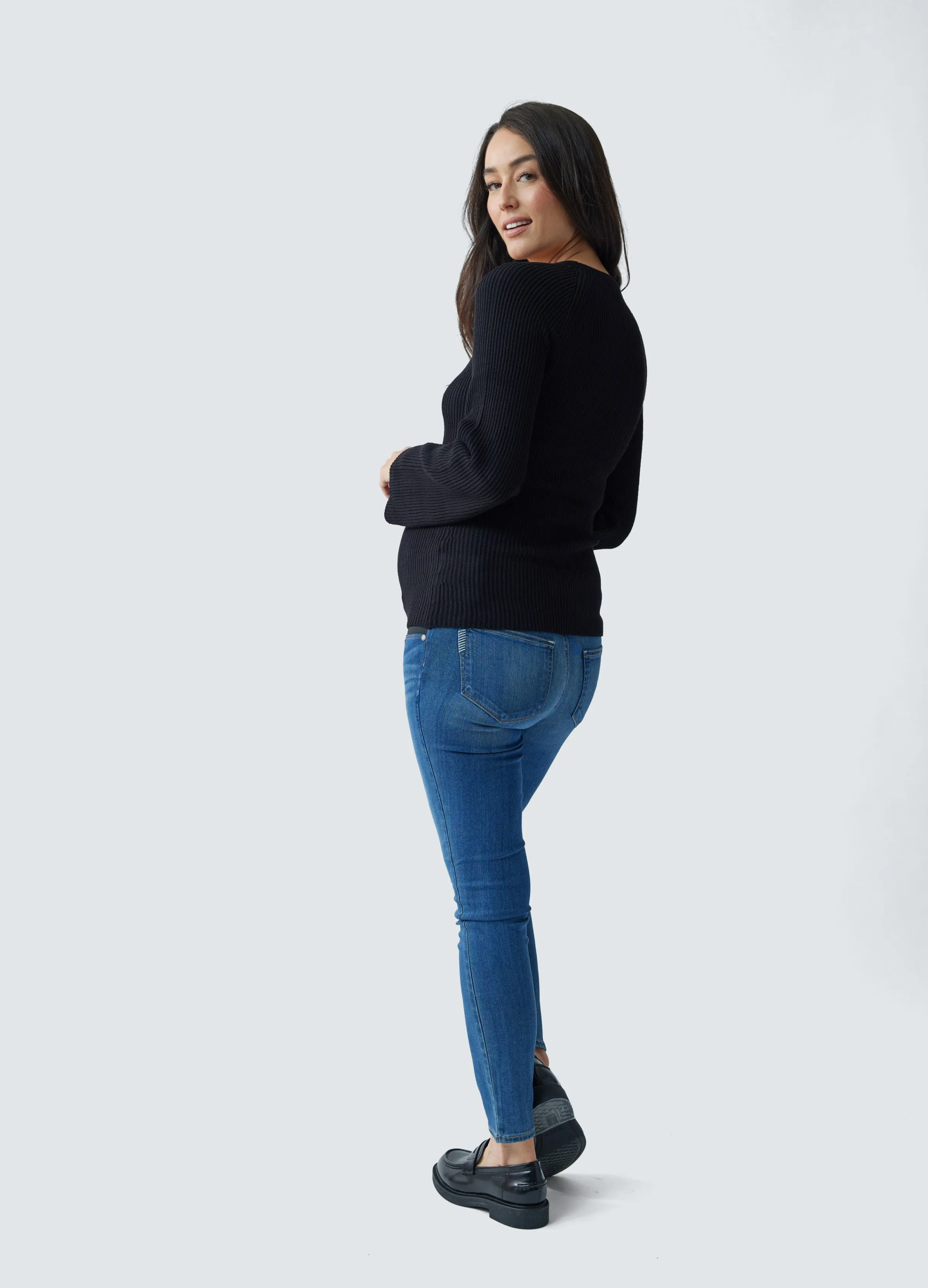 Rib Square Neck Maternity Sweater