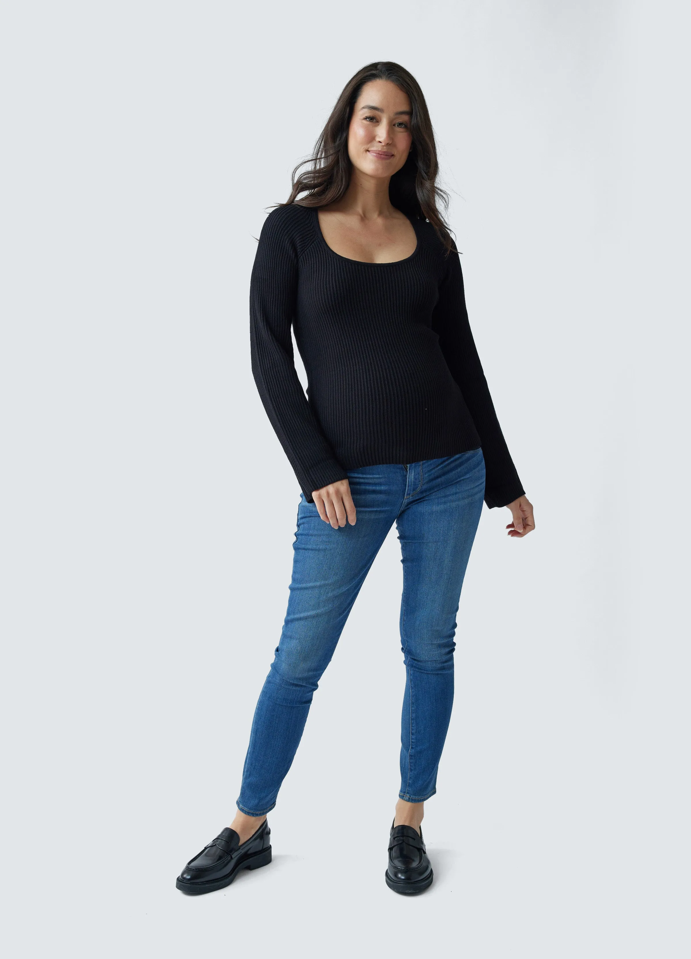 Rib Square Neck Maternity Sweater