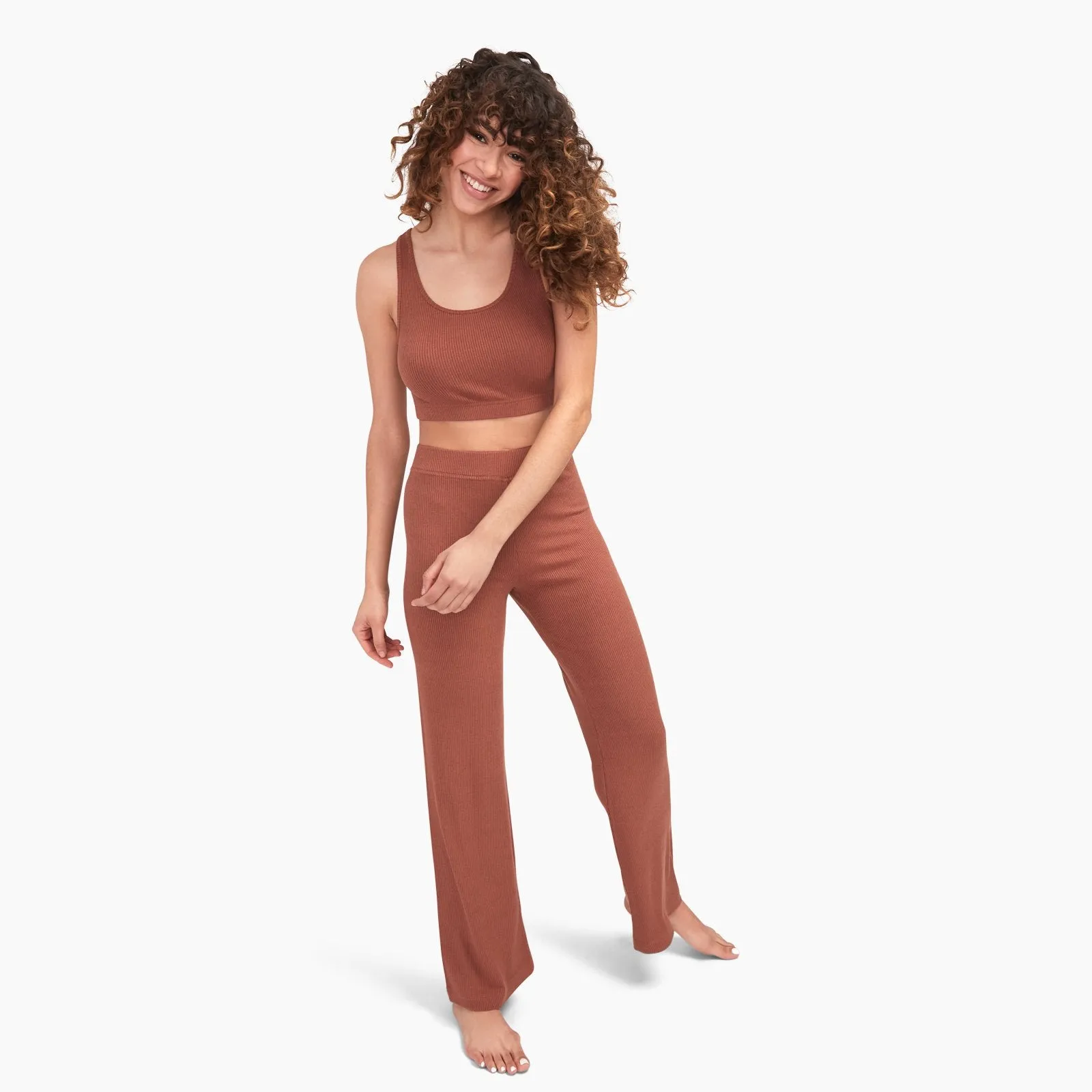 Ribbed Lightweight Wide Leg Pants