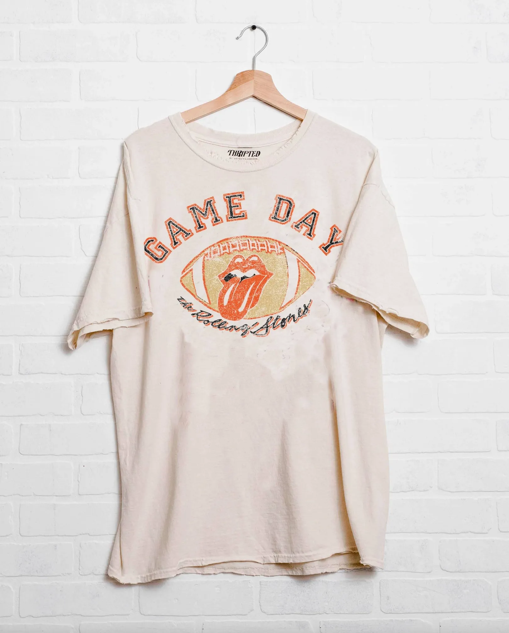 Rolling Stones Game Day Off White Thrifted Tee