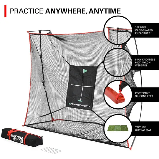 Rukket Haack Pro Golf Net   Tri Turf Mat