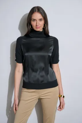 Short Sleeve Satin Front Sweater