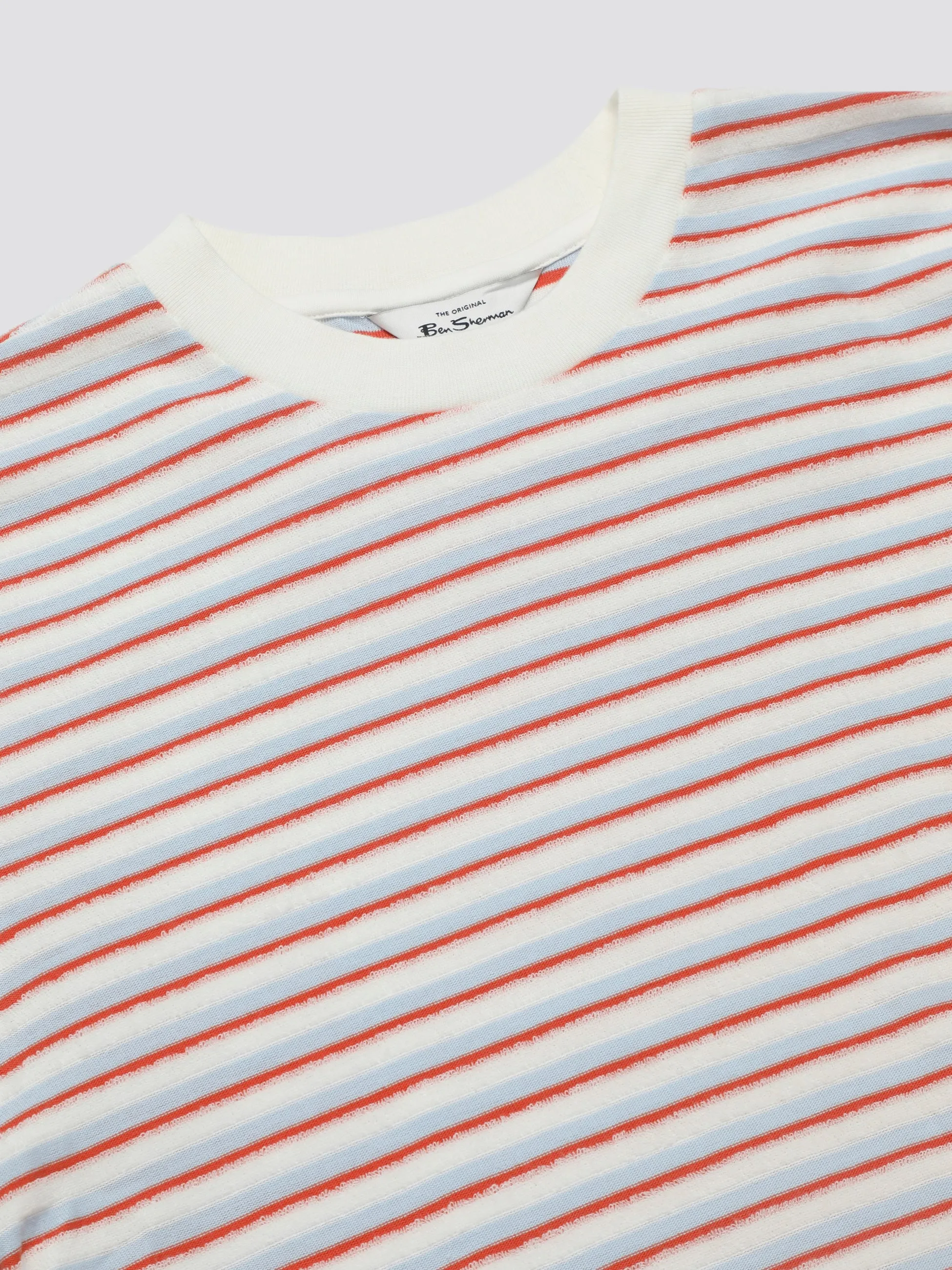 Signature Loopback Stripe Tee - Pale Blue