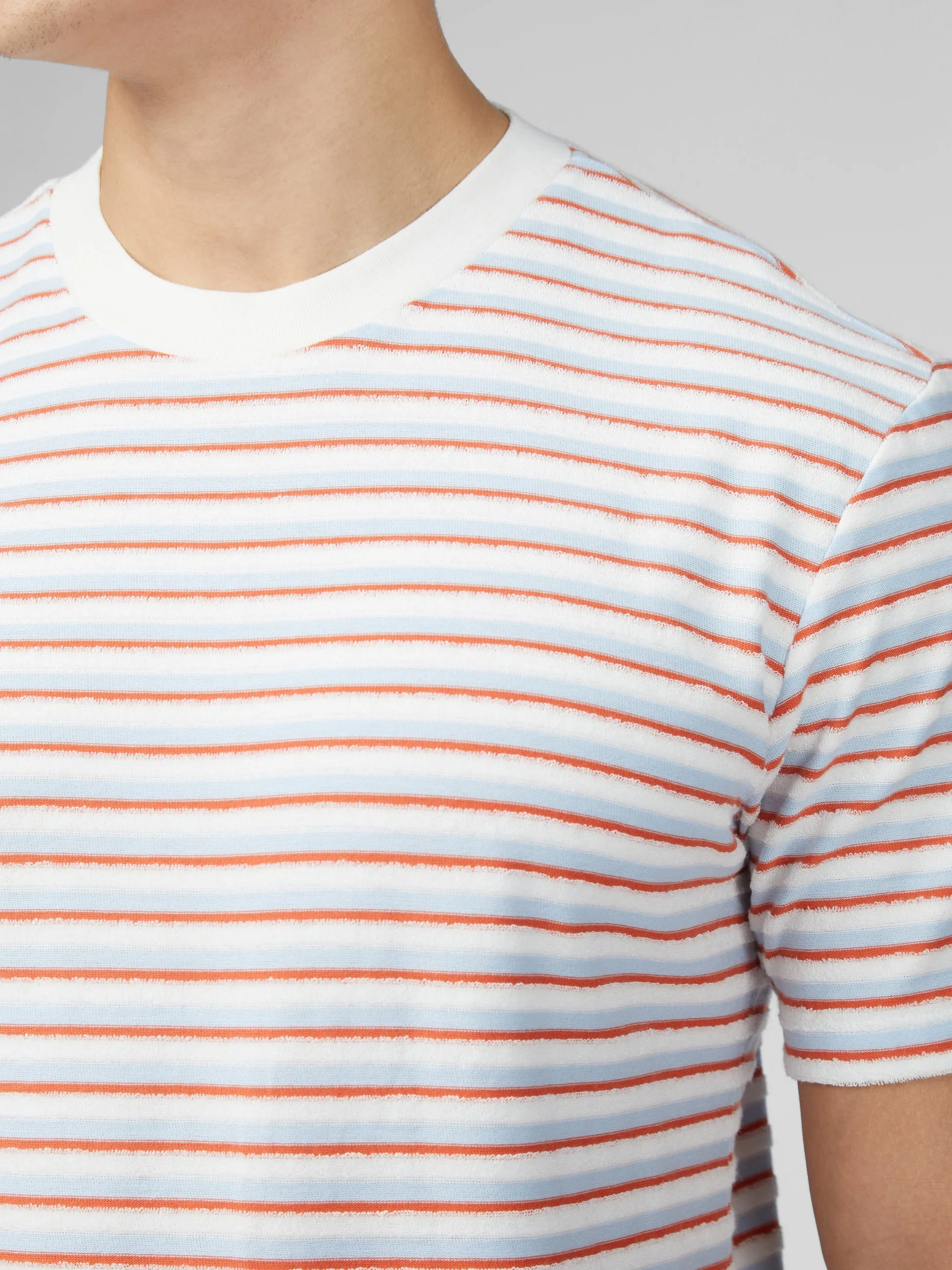 Signature Loopback Stripe Tee - Pale Blue