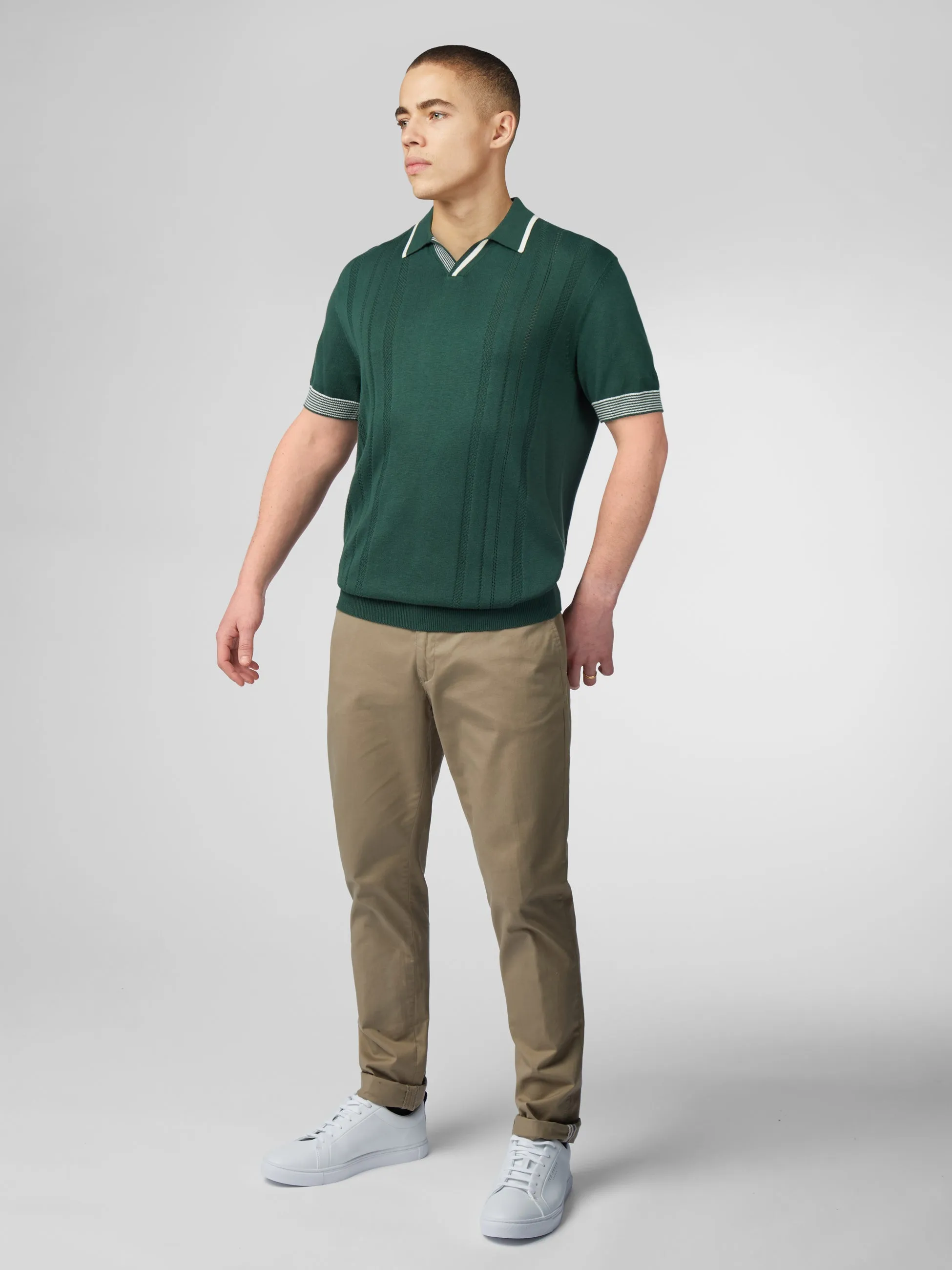 Signature Open Neck Polo - Green