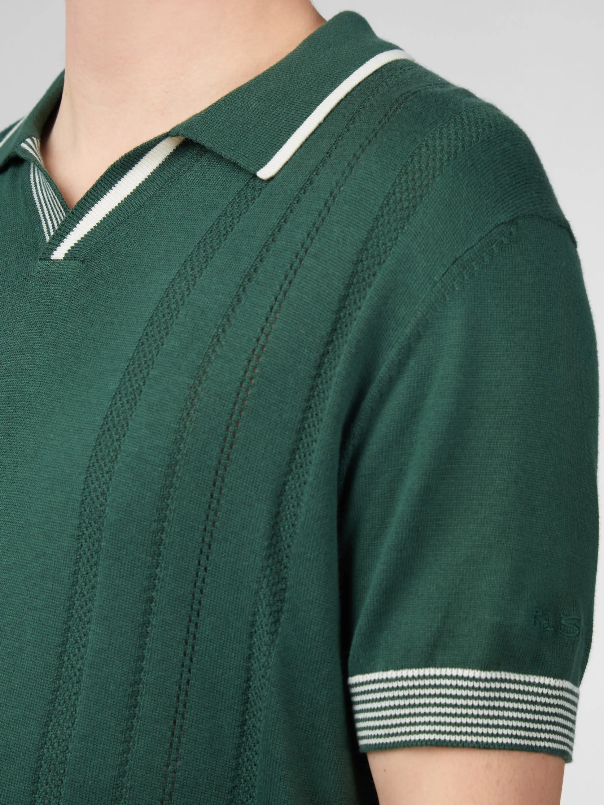 Signature Open Neck Polo - Green