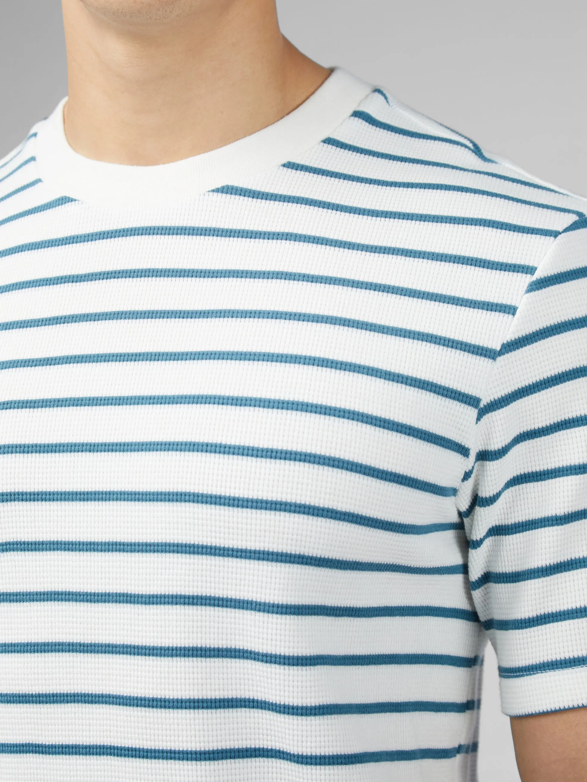 Signature Waffle Stripe Tee - Snow White