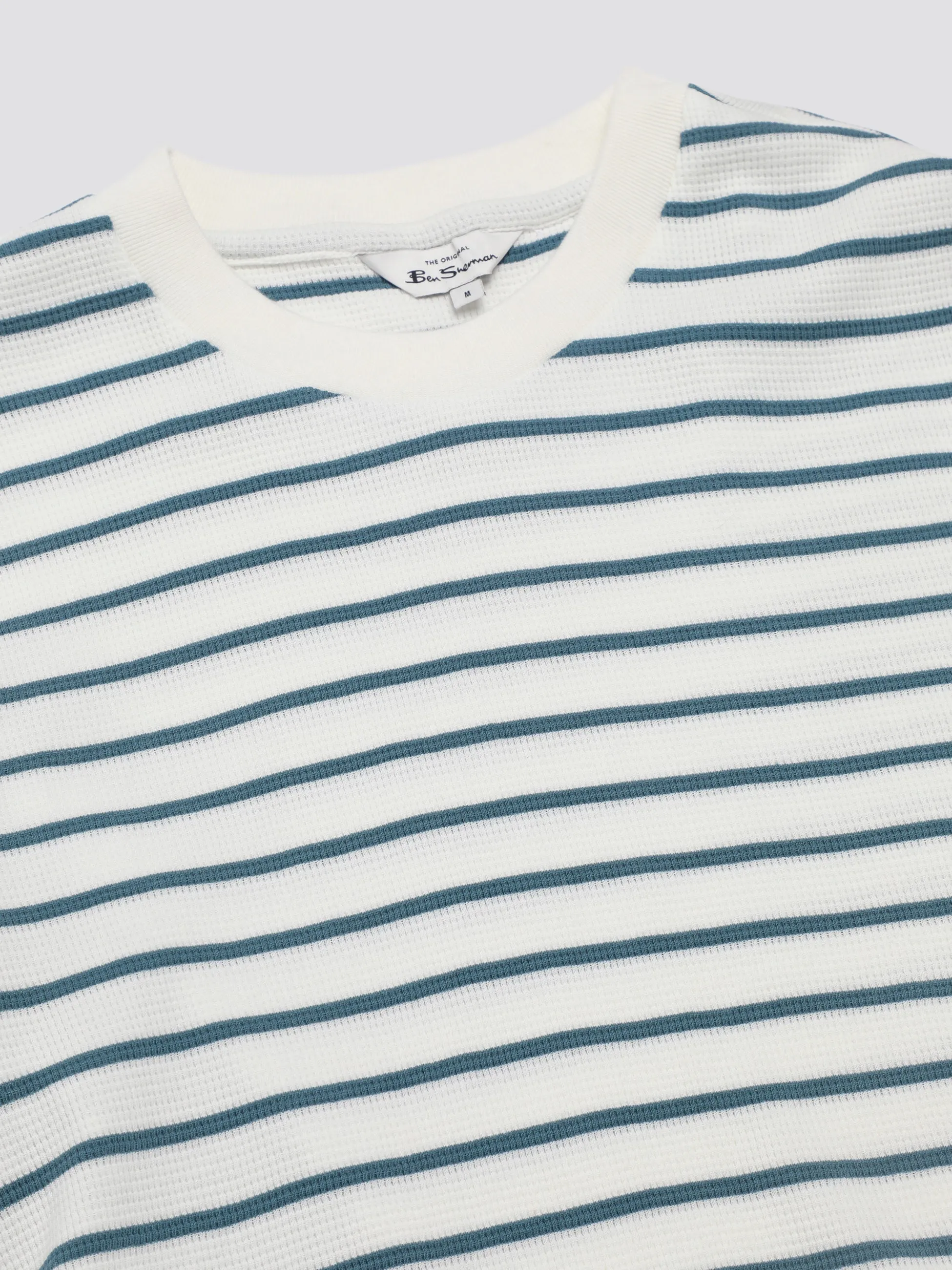 Signature Waffle Stripe Tee - Snow White