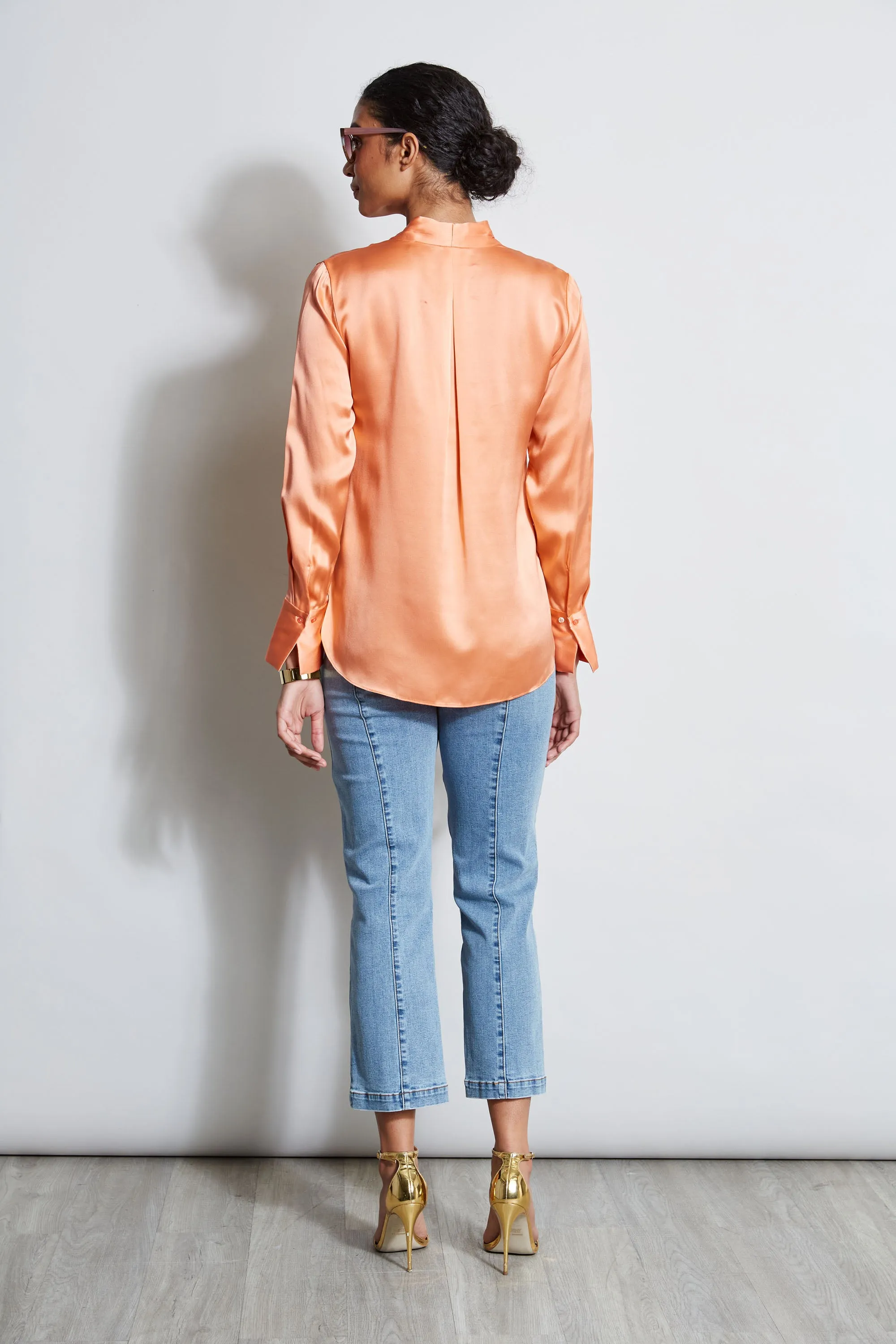 Silk Satin Contour Neck Shirt