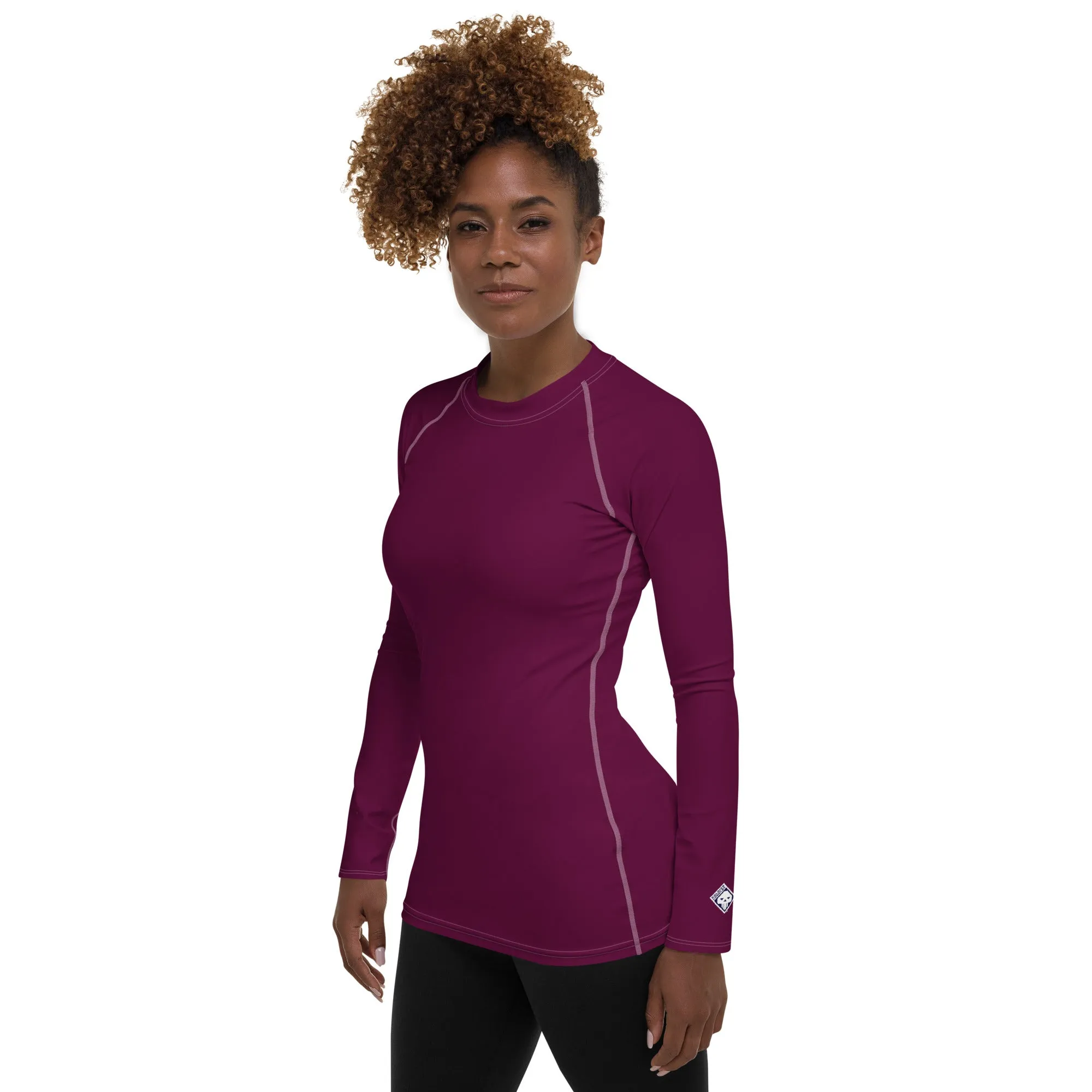 Simply Stylish: Women's Solid Color Long Sleeve Rash Guard - Tyrian Purple