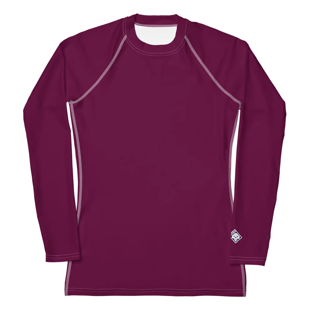 Simply Stylish: Women's Solid Color Long Sleeve Rash Guard - Tyrian Purple