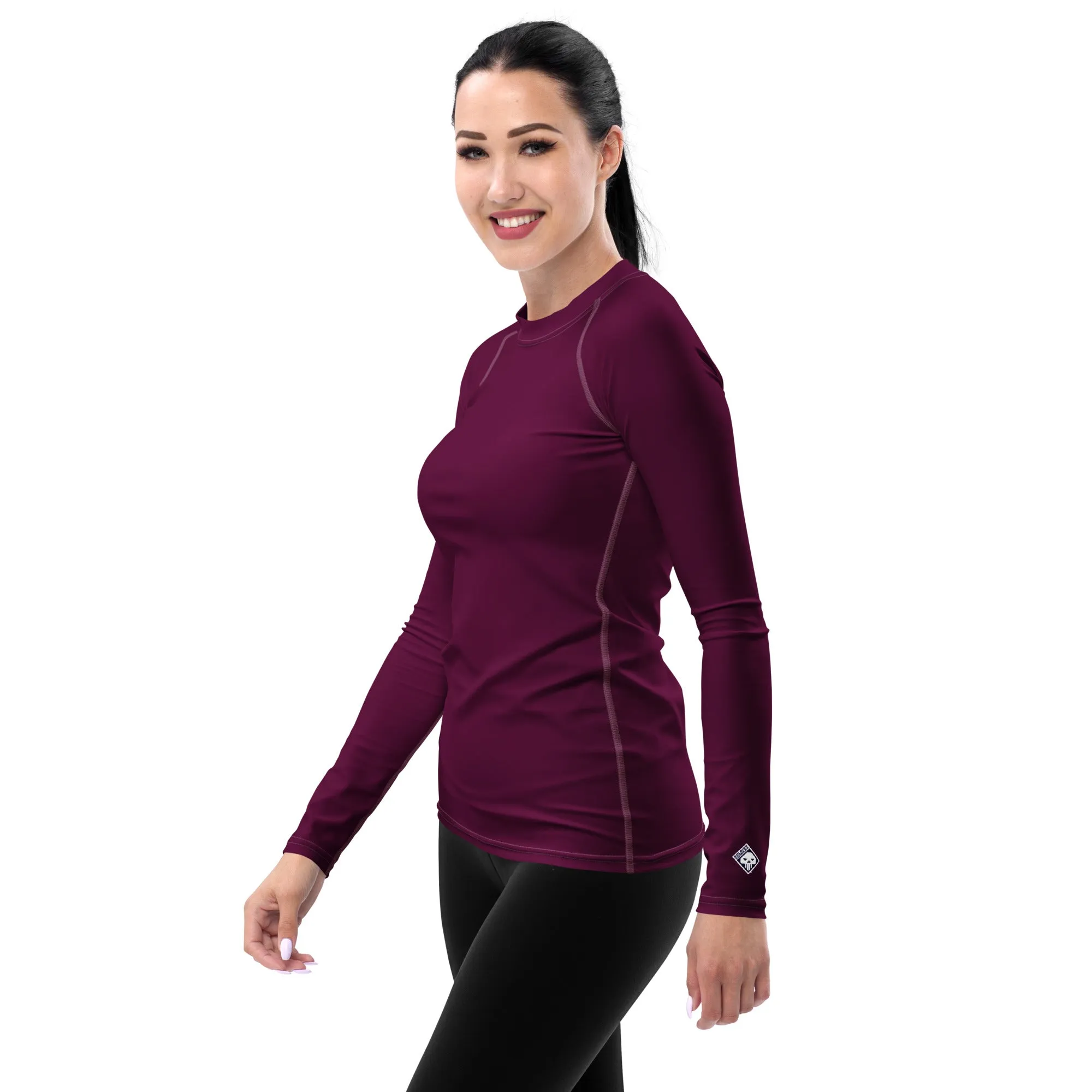 Simply Stylish: Women's Solid Color Long Sleeve Rash Guard - Tyrian Purple