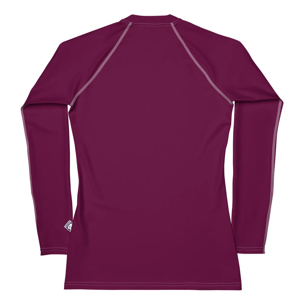 Simply Stylish: Women's Solid Color Long Sleeve Rash Guard - Tyrian Purple