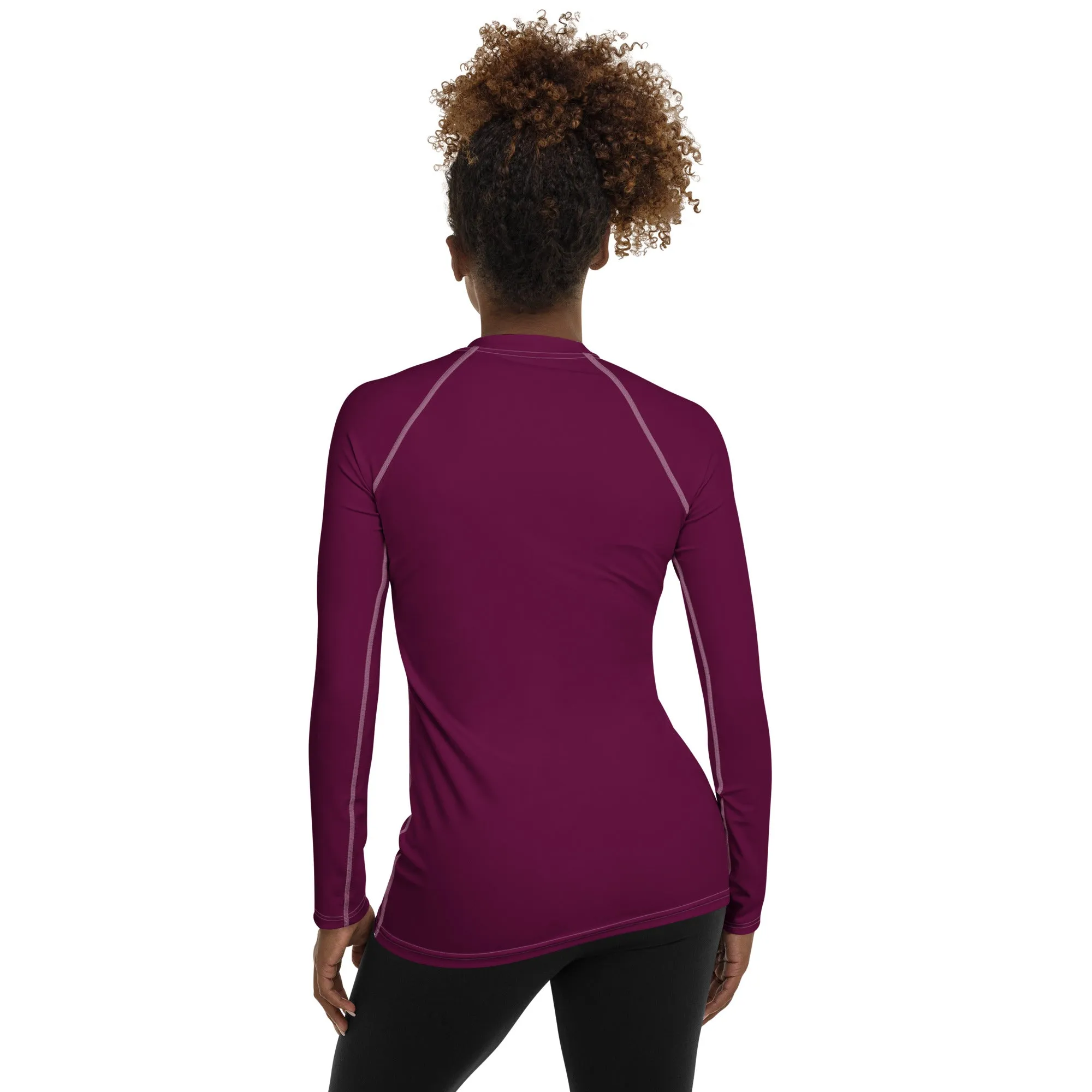 Simply Stylish: Women's Solid Color Long Sleeve Rash Guard - Tyrian Purple