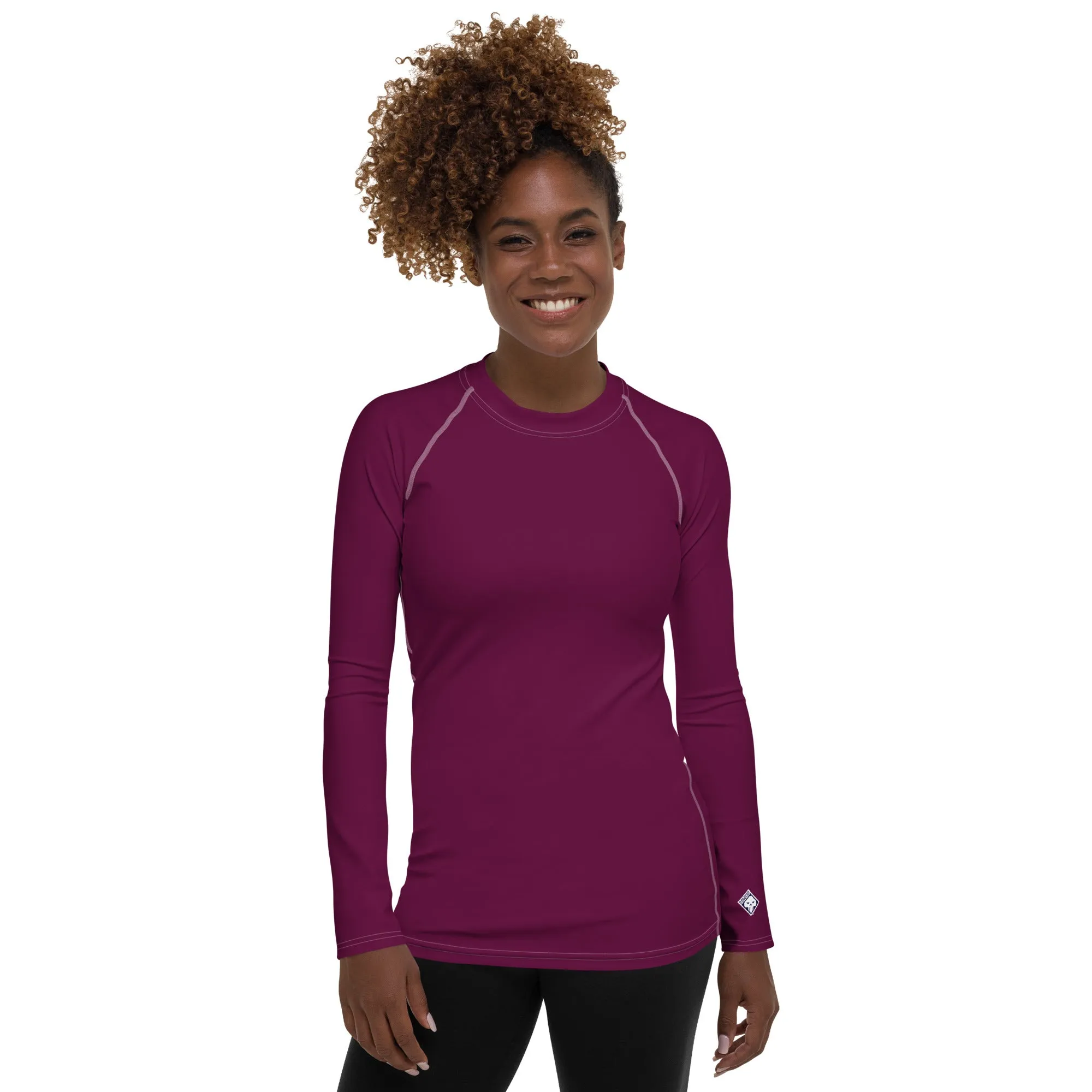 Simply Stylish: Women's Solid Color Long Sleeve Rash Guard - Tyrian Purple