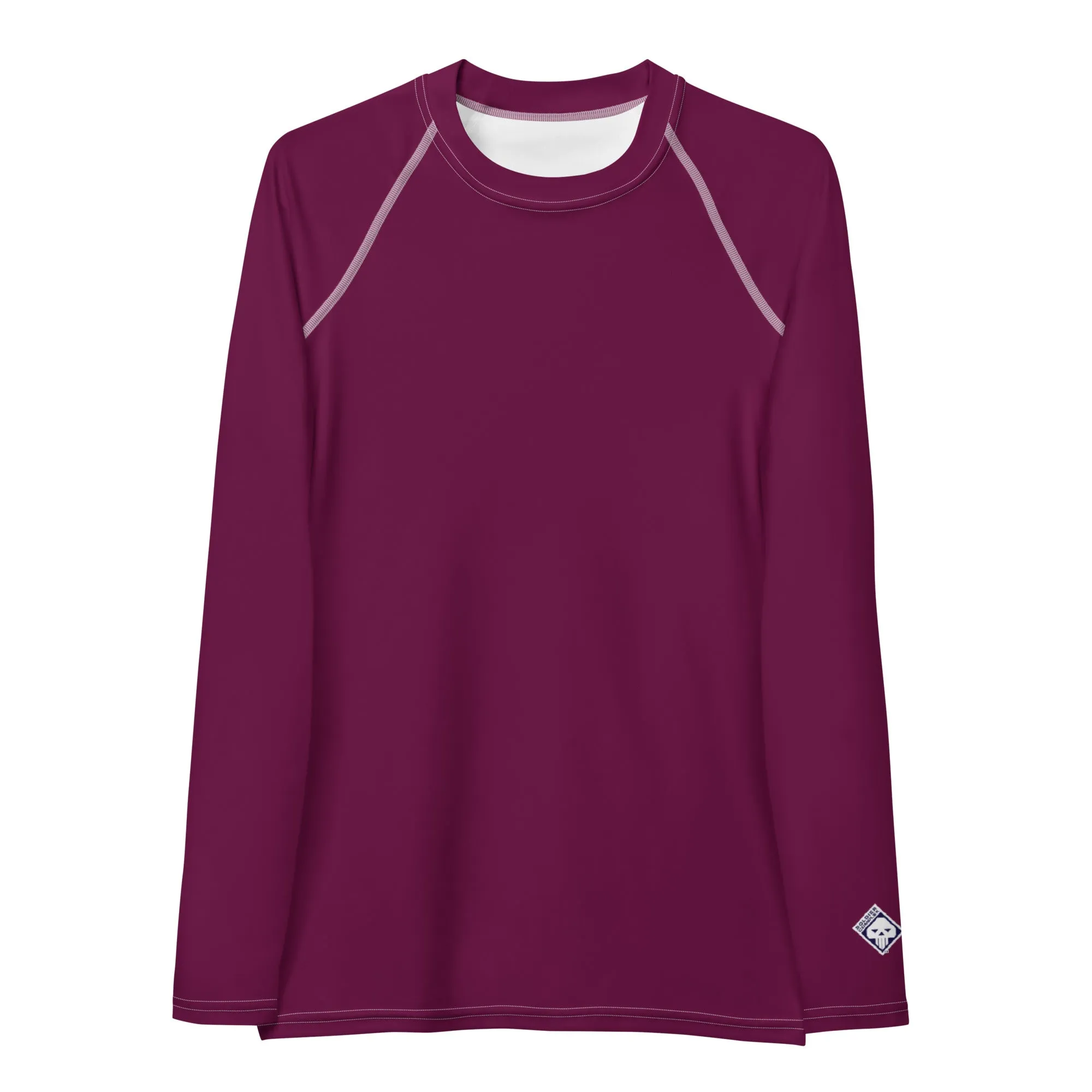 Simply Stylish: Women's Solid Color Long Sleeve Rash Guard - Tyrian Purple