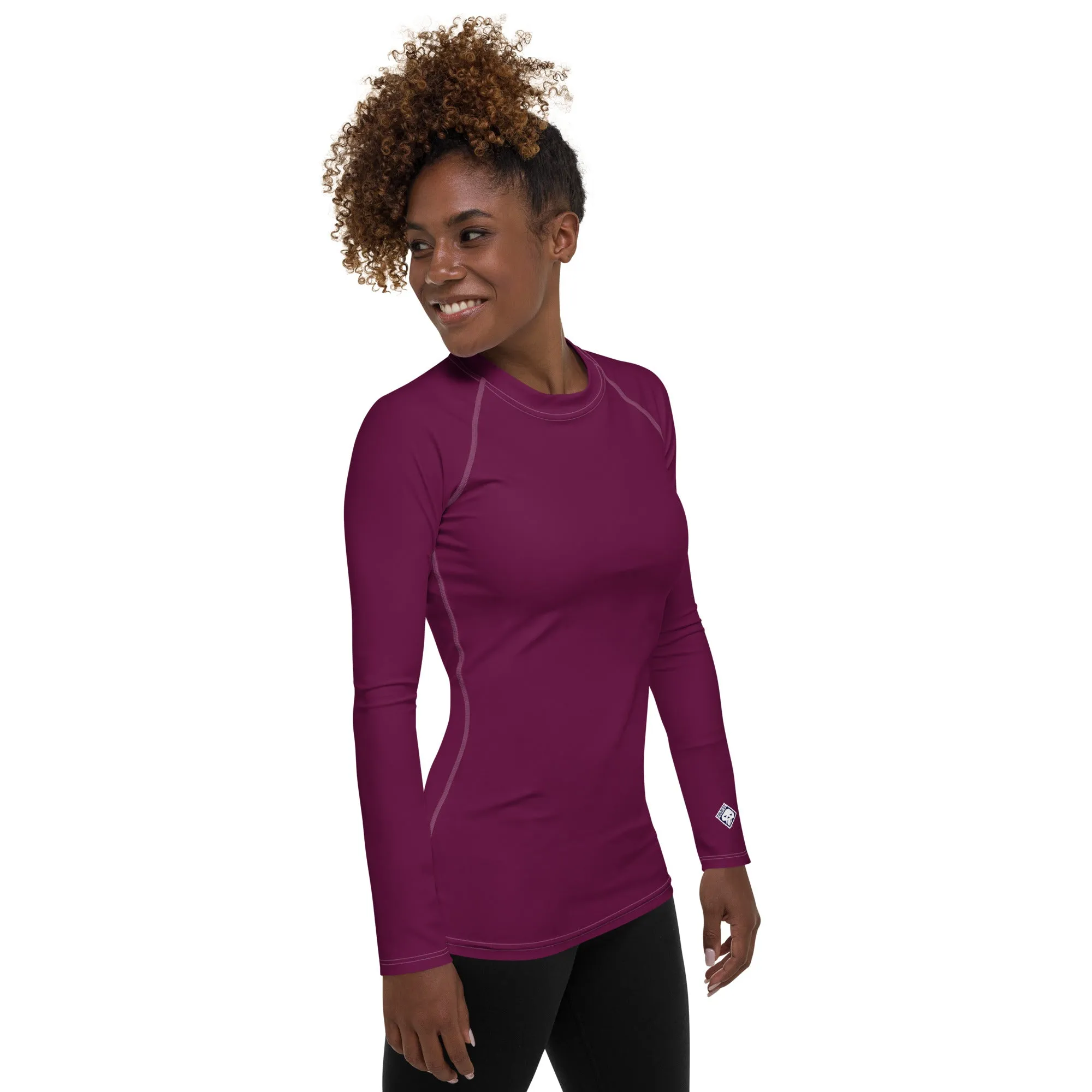 Simply Stylish: Women's Solid Color Long Sleeve Rash Guard - Tyrian Purple