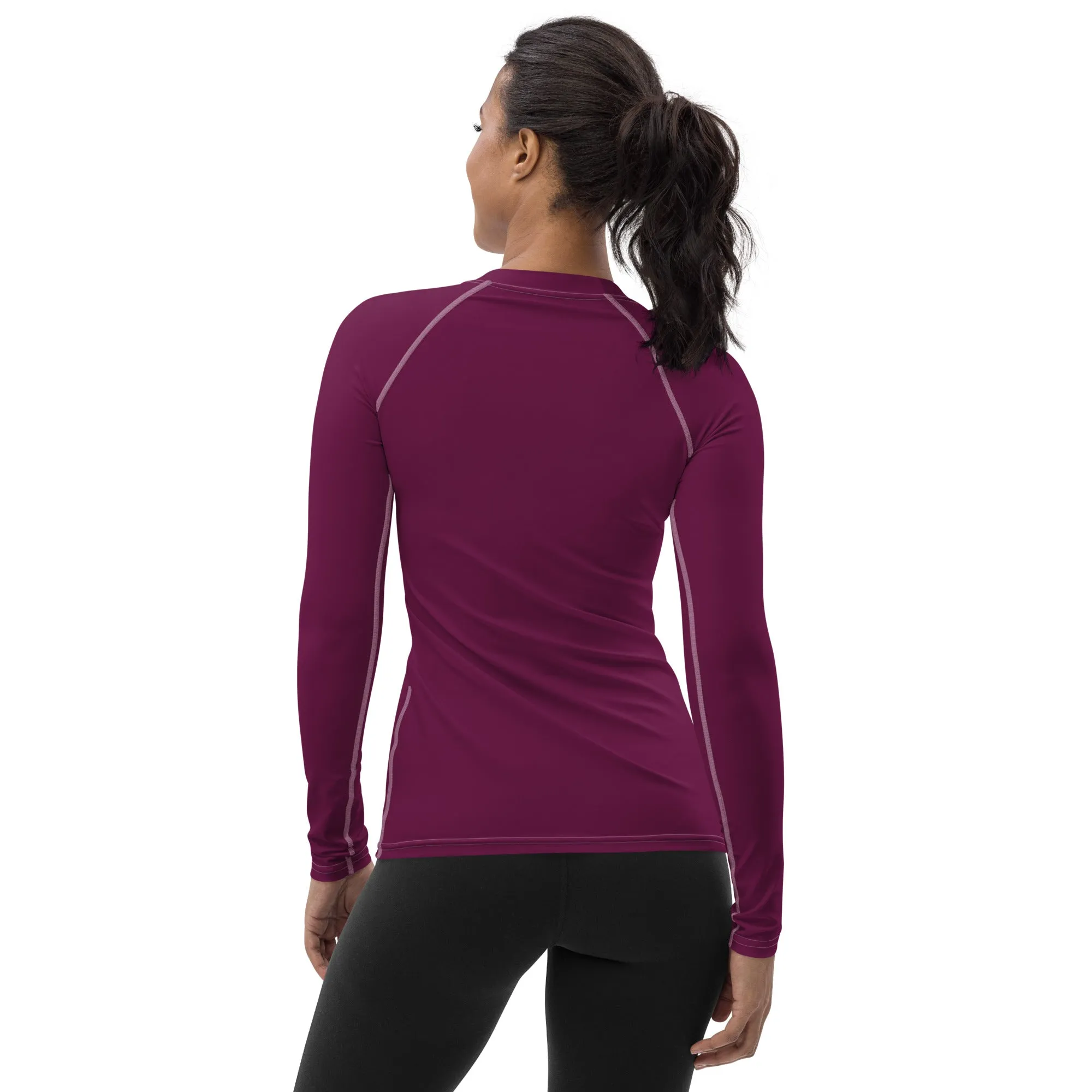 Simply Stylish: Women's Solid Color Long Sleeve Rash Guard - Tyrian Purple