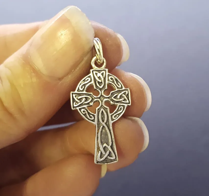 Small Iona Celtic Cross Pendant Necklace