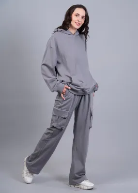 Solid Ash Grey Co ord Set For Women