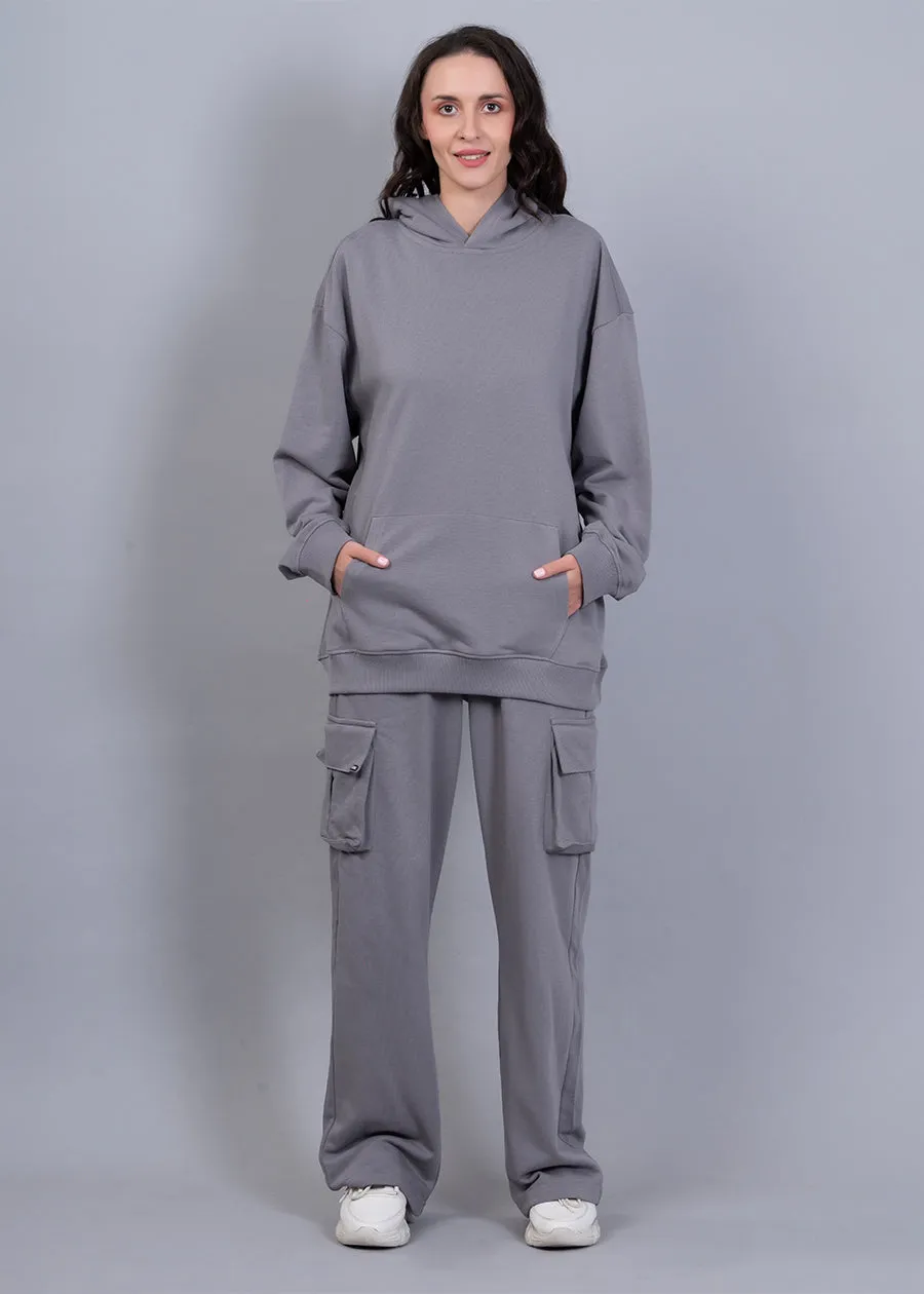 Solid Ash Grey Co ord Set For Women