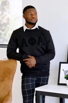 Solid Black ΑΦΑ Chenille Sweatshirt