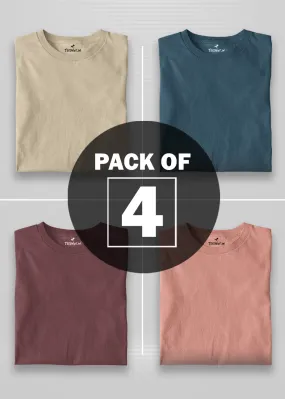 Solid Half Sleeve T-Shirt Men Combo - Pack of 4