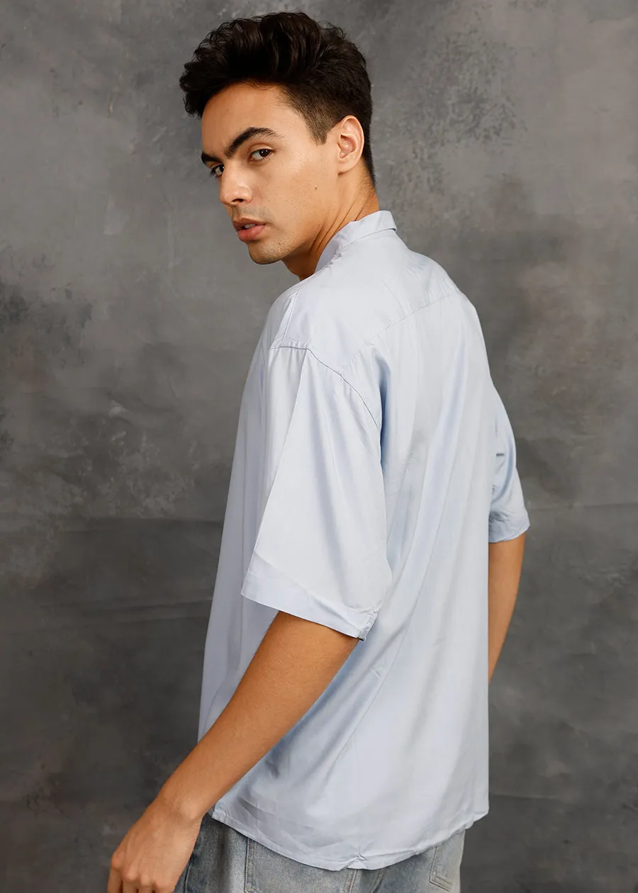 Solid Mens Fluidic Oversized Shirt - Sky