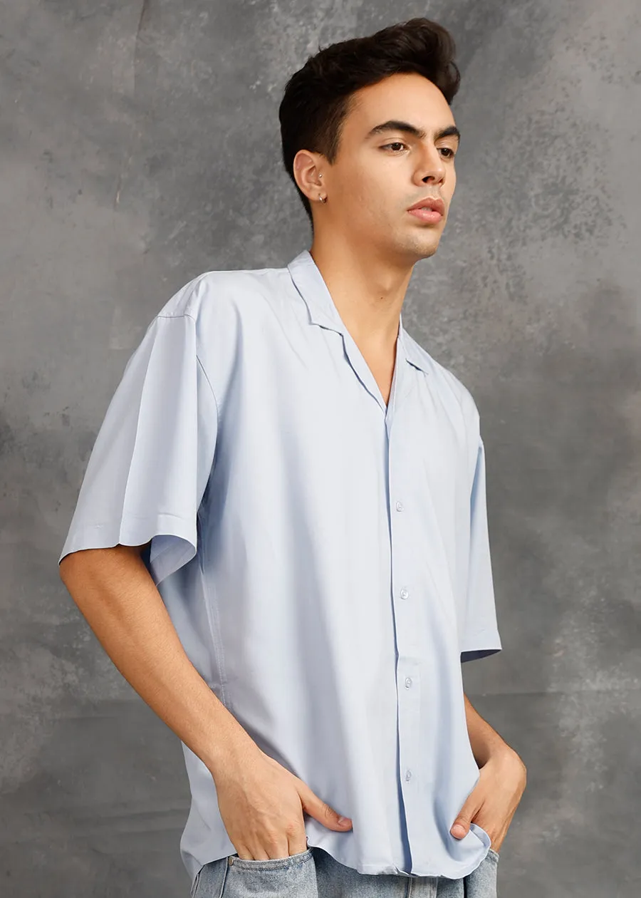 Solid Mens Fluidic Oversized Shirt - Sky