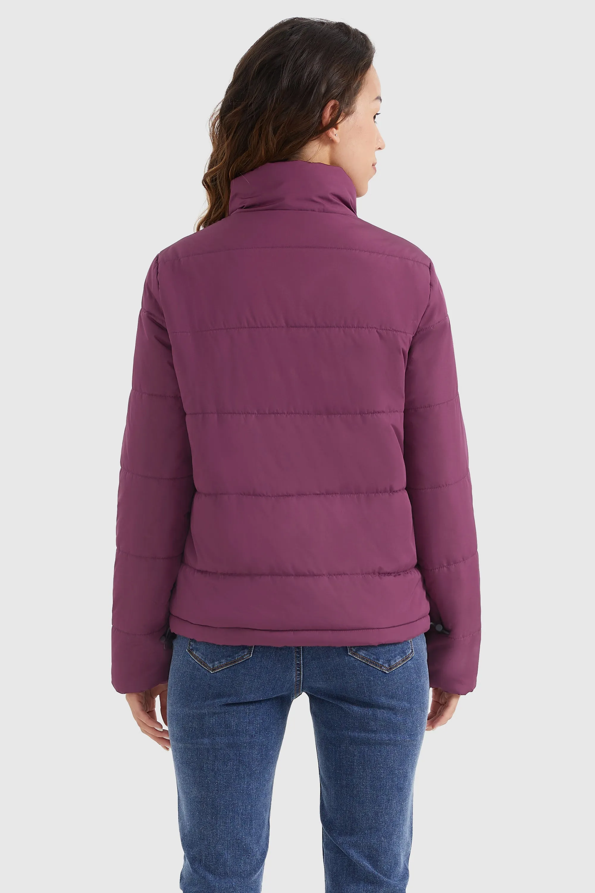 Solid Zip Up Lightweight Puffer Coat