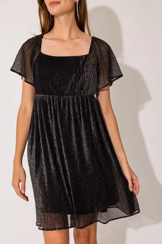 Square Neck Shimmer BabyDoll Dress