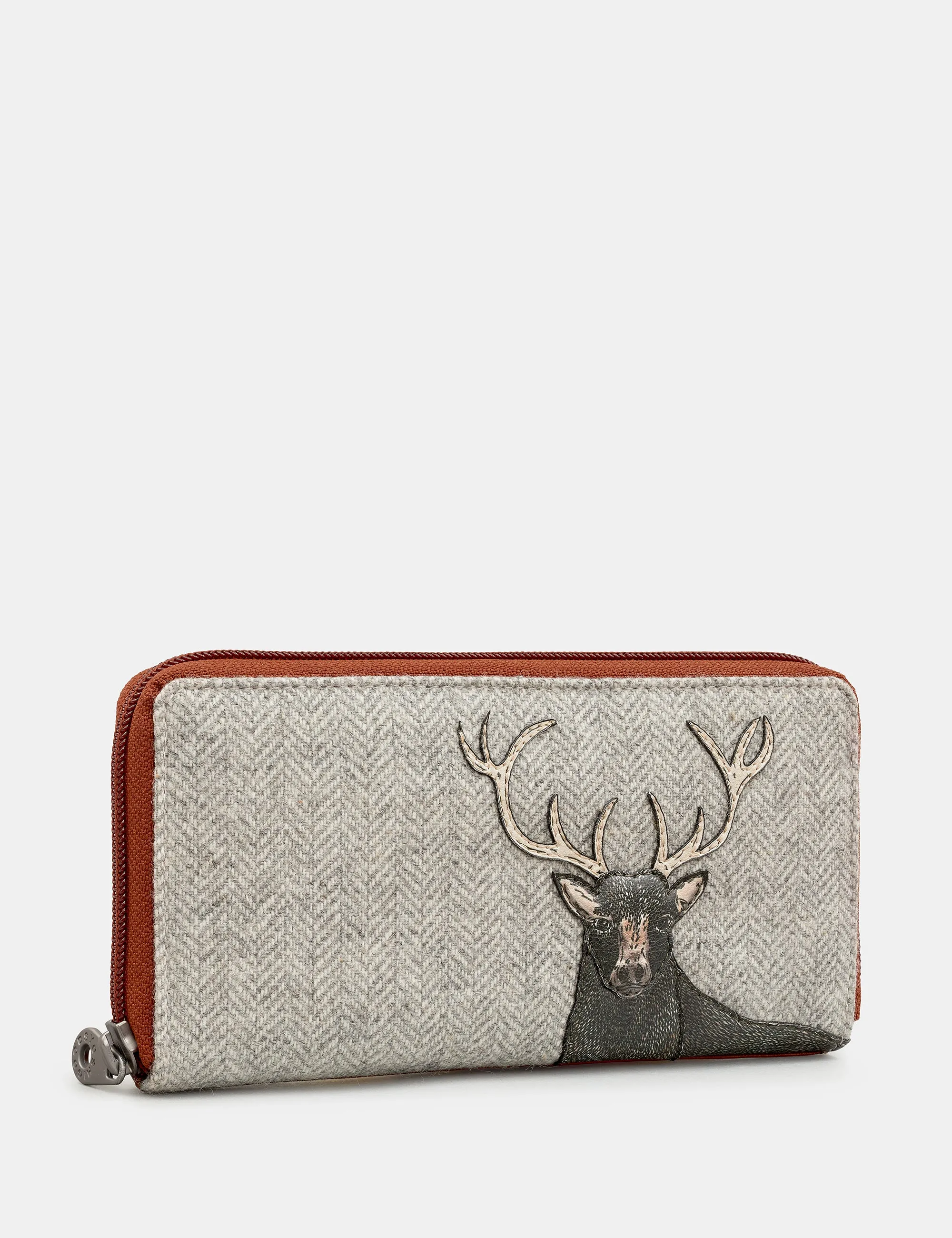 Stag Tweed & Brown Leather Zip Round Purse