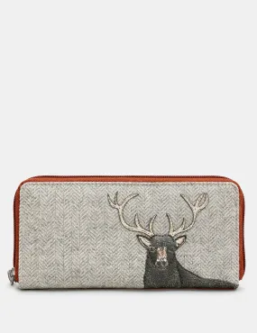 Stag Tweed & Brown Leather Zip Round Purse