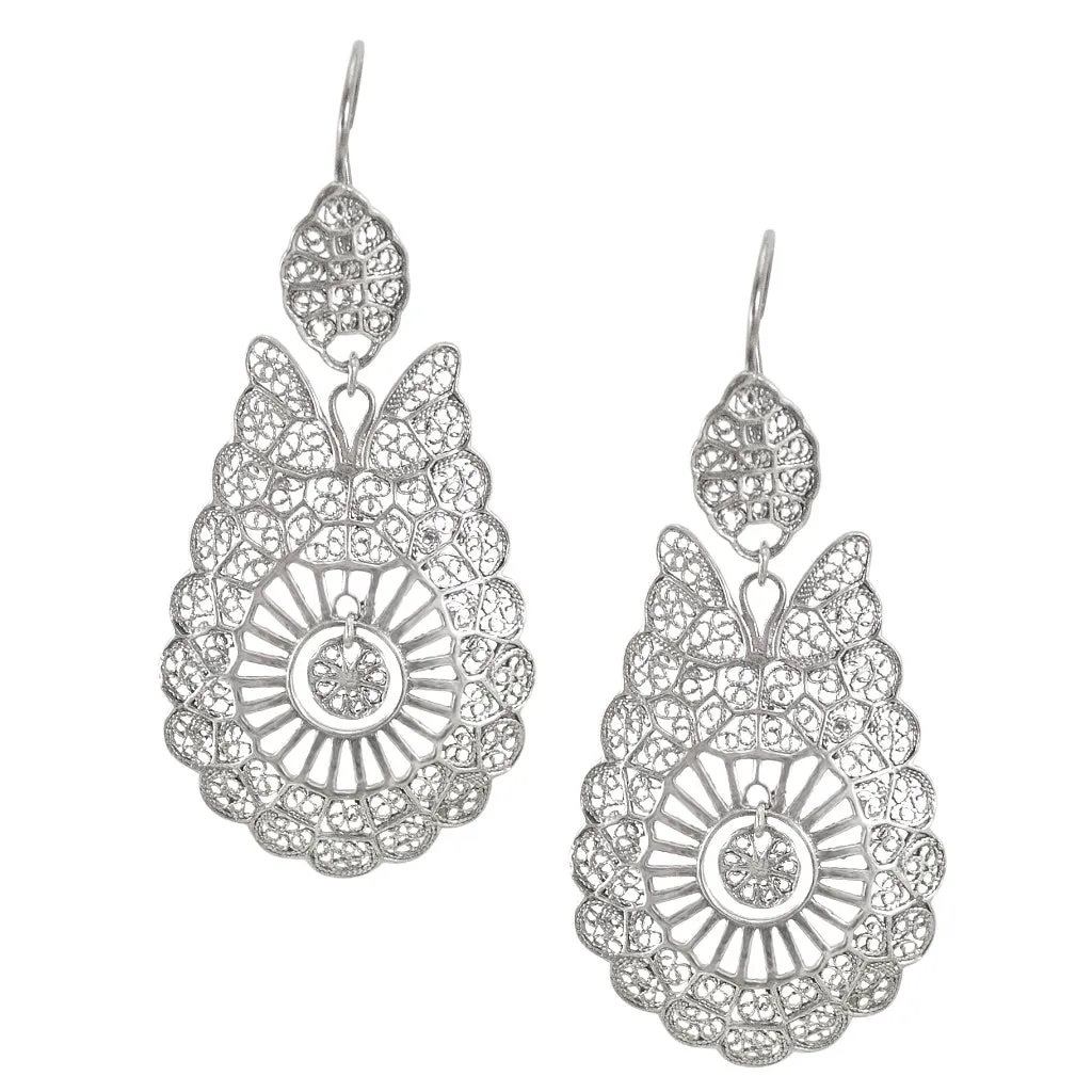 Sterling Silver Filigree Queen Earrings