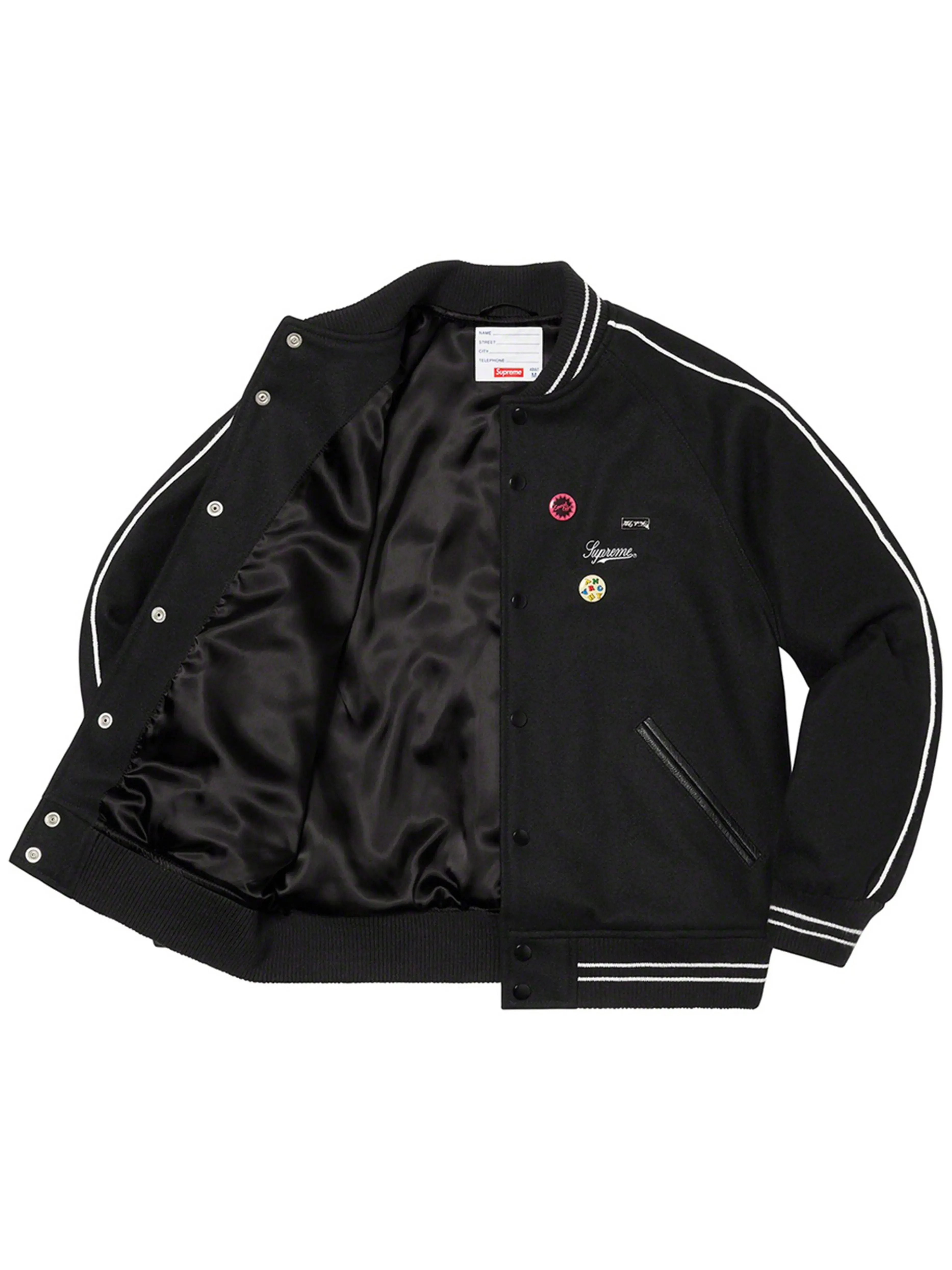 Supreme Jamie Reid It's All Bollocks Varsity Jacket Black [SS21]