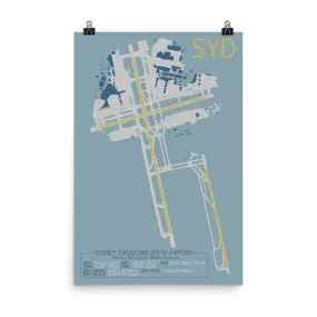 SYD (YSSY) Sydney Kingsford Smith Airport Layout Art