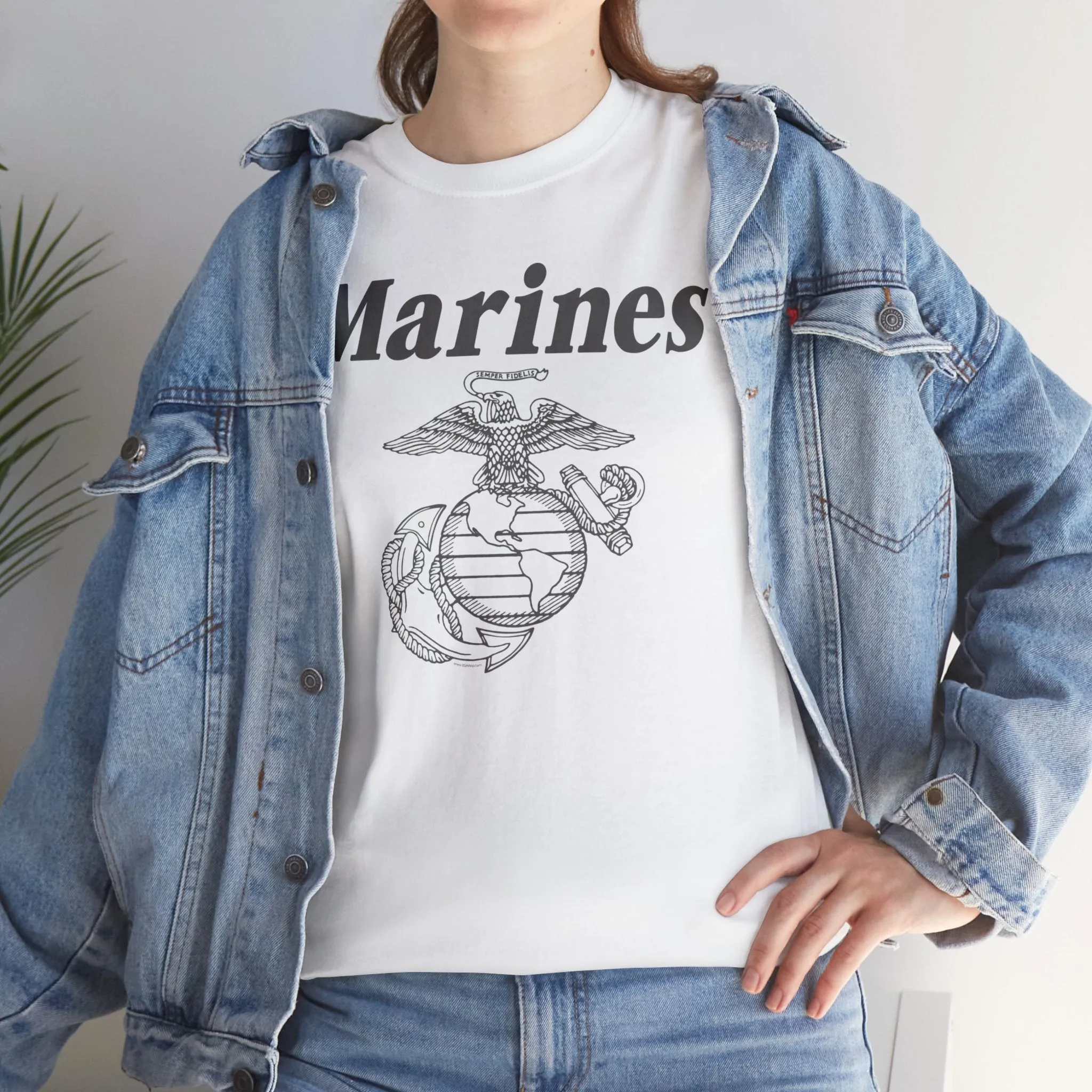 T-Shirt: Marines & Line Drawn EGA (Eagle, Globe and Anchor)