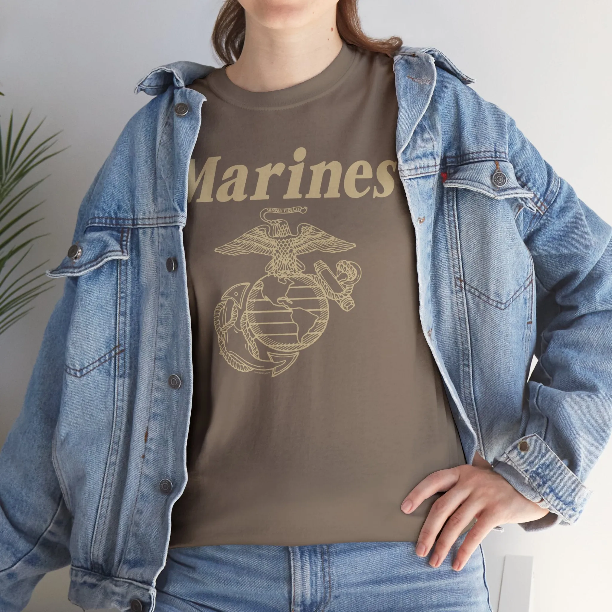 T-Shirt: Marines & Line Drawn EGA (Eagle, Globe and Anchor)