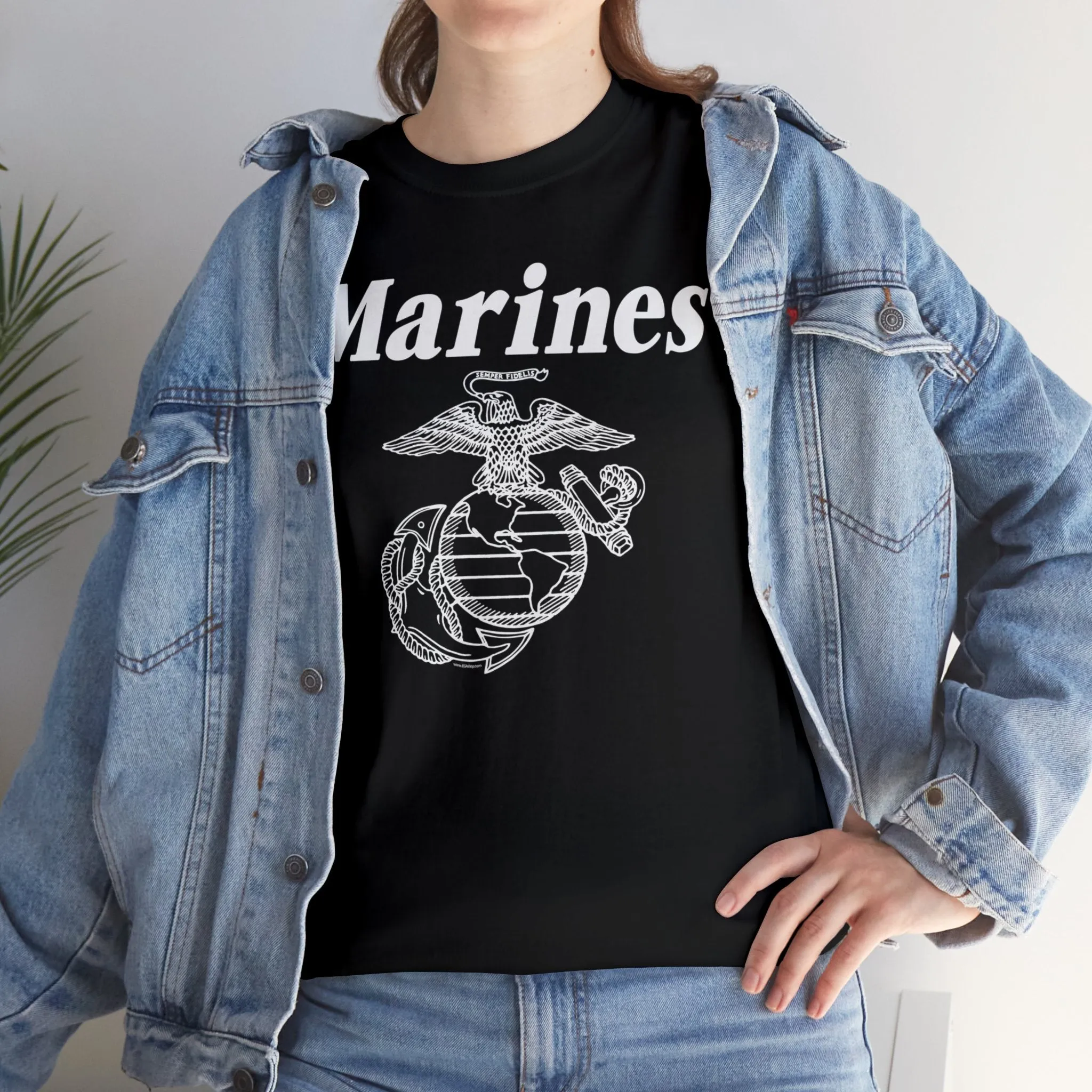 T-Shirt: Marines & Line Drawn EGA (Eagle, Globe and Anchor)